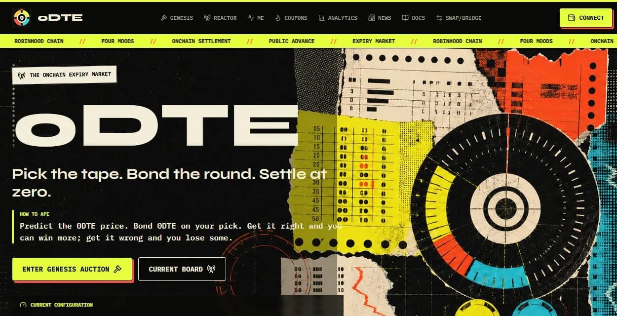 0DTE — pre-launch homepage, captured from the original frontend