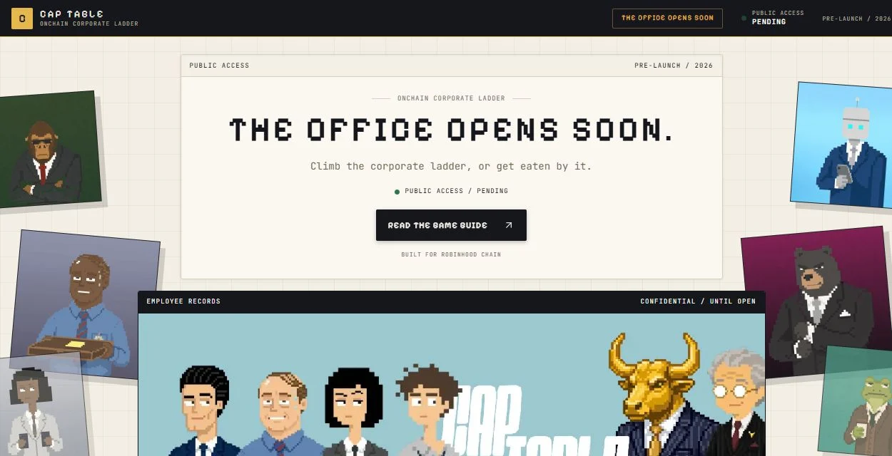 Cap Table — pre-launch homepage, captured from the original frontend