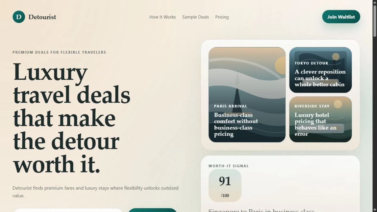 Detourist — public launch landing page