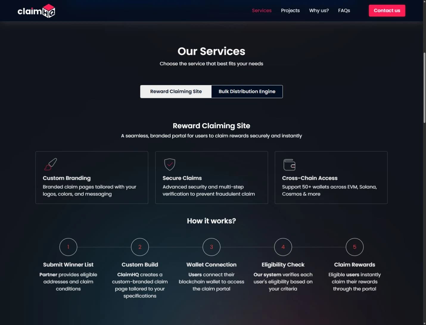 Reward-claiming service and user journey · Original frontend