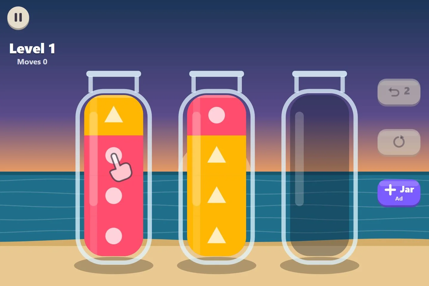 Browser game collection — Tide Jars: color sorting · Development build
