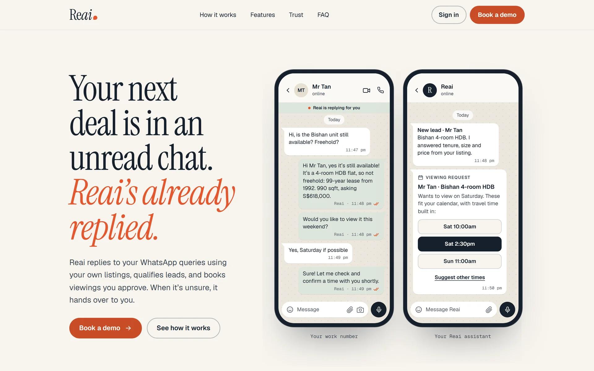 Reai — product website · illustrative conversation