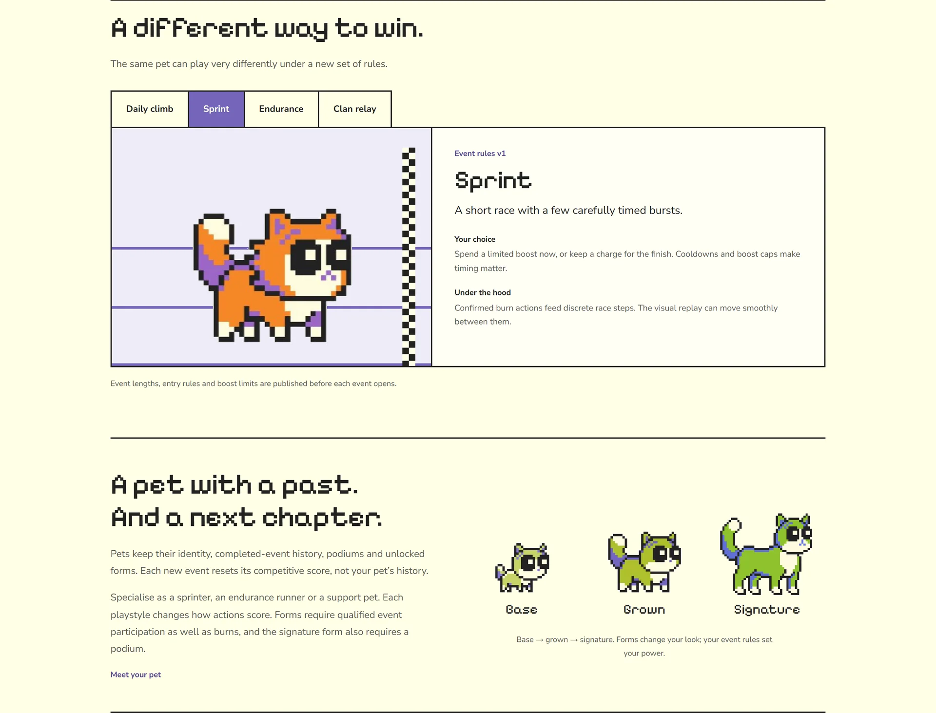 vPawHook — Race formats and pet progression · Pre-launch