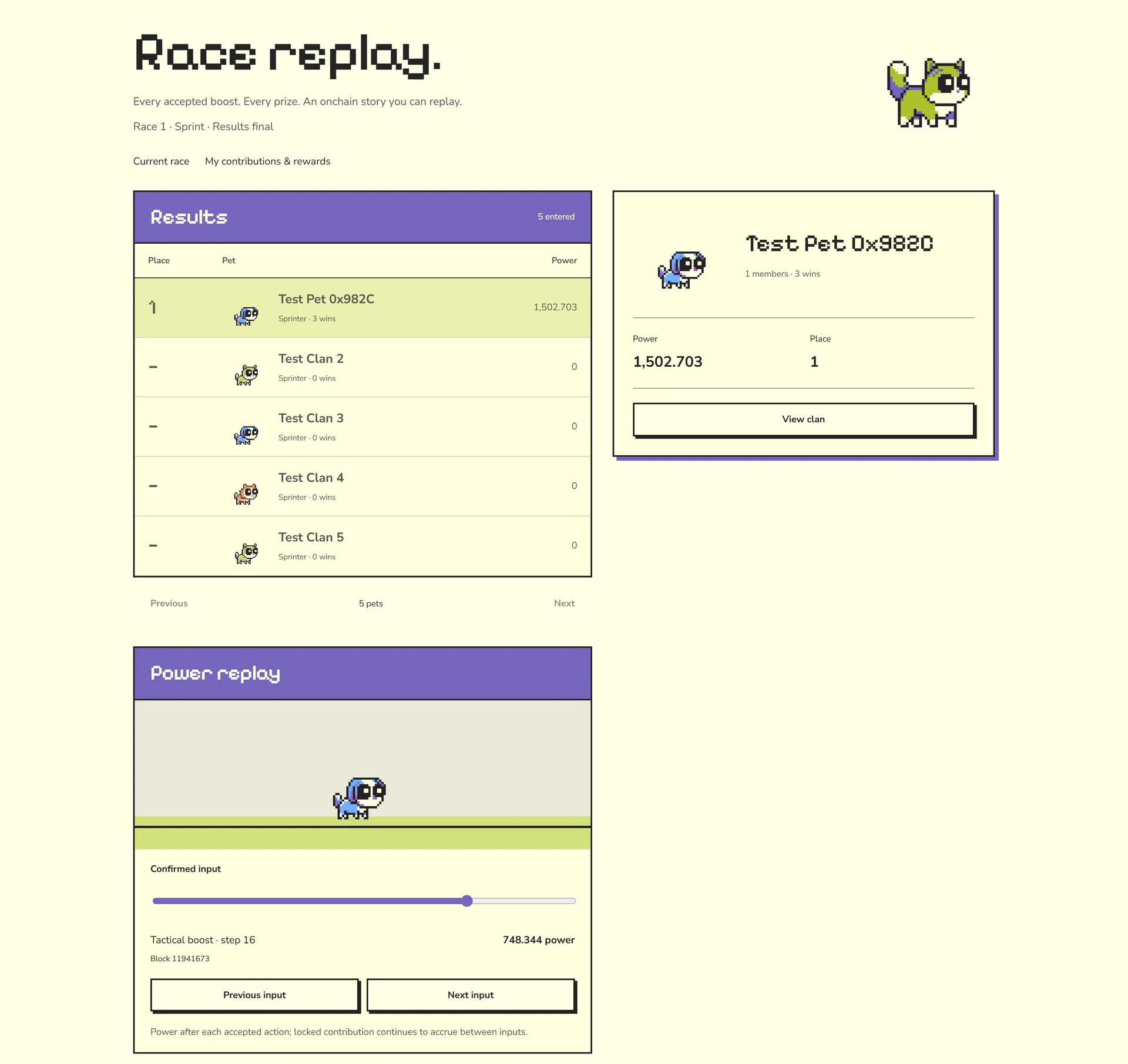 vPawHook — Race replay · Sepolia testnet